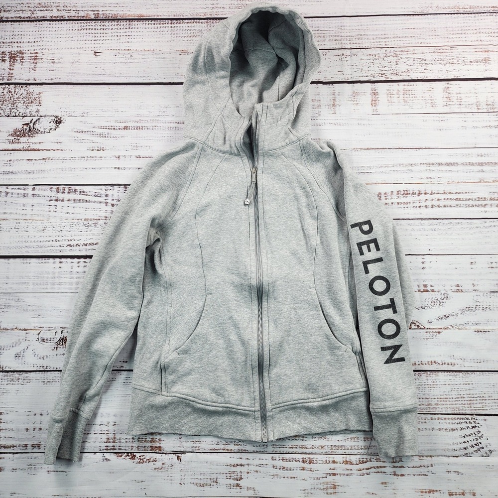 Lululemon X Peloton Scuba‎ Full Zip Hoodie Womens 8 Gray LW4AWNS Jacket